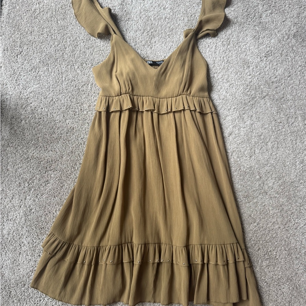 Zara green khaki mini dress